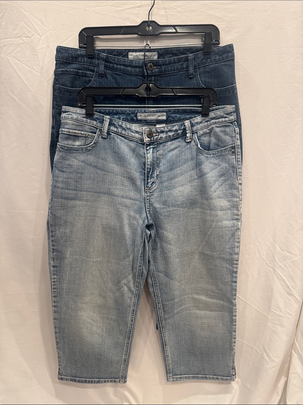 Chico's Light and Dark Blue Cropped Denim Jeans 12